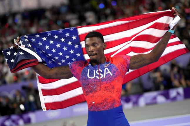Fred Kerley, of the United States, is among athletes who have signed up for the Enhanced Games. (AP Photo/Bernat Armangue, File)