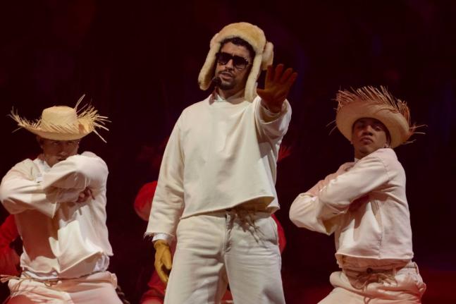 Bad Bunny performs during the final concert of his summer residency in his homeland at the Coliseo de Puerto Rico Jose Miguel Agrelot, in San Juan, Puerto Rico, on Saturday.