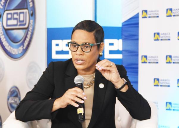 Gillian Hyde, deputy managing director, JN Bank, speaking at the EmpowerJa forum, hosted by the Private Sector Organisation of Jamaica and the Inter-American Development Bank at the Jamaica Pegasus Hotel recently.