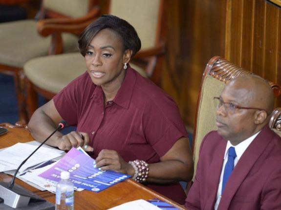 Speaker of the House of Representatives,Juliet Holness, addresses the Opening Ceremony for the Orientation of Members of Parliament (MPs) at Gordon House in downtown Kingston on Tuesday (September 30). 