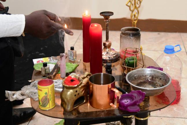This file photo shows an Obeahman performing rituals.