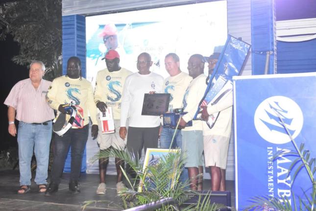 Members of the crew of ‘Nuh Reely’, winner of the Mayberry Investments-sponsored Superstars of Port Antonio International Marlin Tournament.
