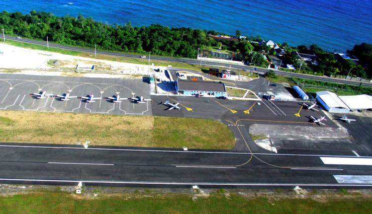 Aerial view of Ian Fleming International Airport.