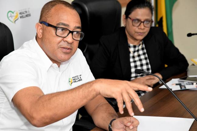 Minister of Health and Wellness Dr Christopher Tufton and Dr Jacquiline Bisasor McKenzie, Chief Medical Officer at the Ministry. - File photo.