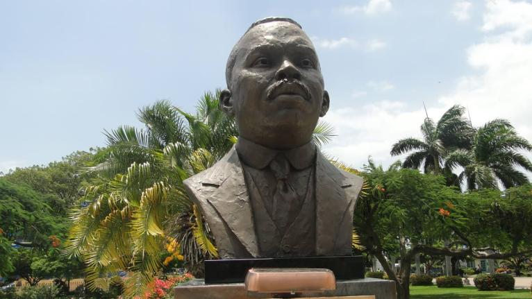 Basil Watson’s bronze bust of National Hero Marcus Garvey mounted in 2018 in Emancipation Park, St Andrew, Jamaica.