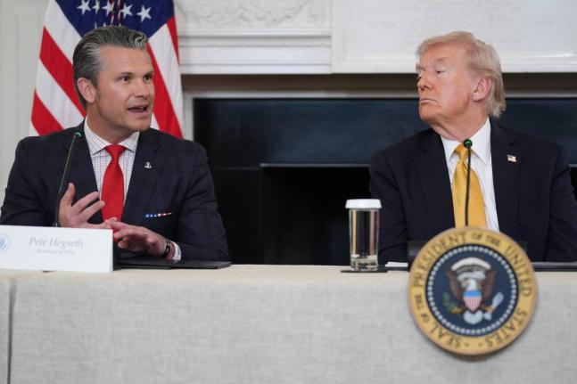 Defence Secretary Pete Hegseth speaks during a roundtable on criminal cartels with President Donald Trump in the State Dining Room of the White House, Thursday, October 23, 2025, in Washington. (AP Photo/Evan Vucci)
