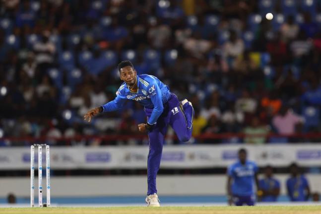 Khary Pierre bowling for St Lucia Kings.