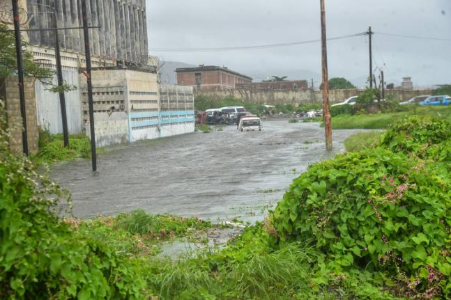 A section of the roadway in the vicinity of the Tower Street Adult Correctional Facility in Kingston was flooded as Hurricane Melissa dumped rain on Jamaica on October 28 2025.