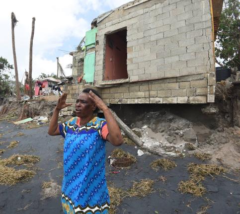 Betty-Lyn Brown, a 60-year-old resident of Compound in Alligator Pond, Manchester, explains how a section of her house got washed awayed during the passage of Hurricane Melissa on Tuesday.