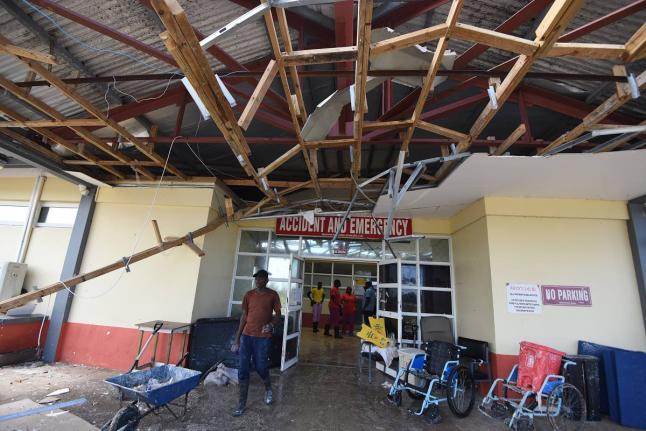 The entrance to the Accident and Emergency department at the Falmouth Hospital in Trelawny, which was extensively damaged during the passage of Hurricane Melissa, is shown in this October 30 file photograph. 