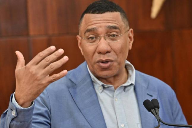 Prime Minister Dr Andrew Holness speaking at a press briefing at Jamaica House.