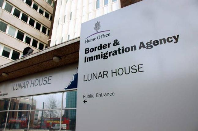Old sign for the UK Border and Immigration Agency (now Border Agency) at the entrance to Home Office, Lunar House, Croydon. Image shot 2007. Exact date unknown.
