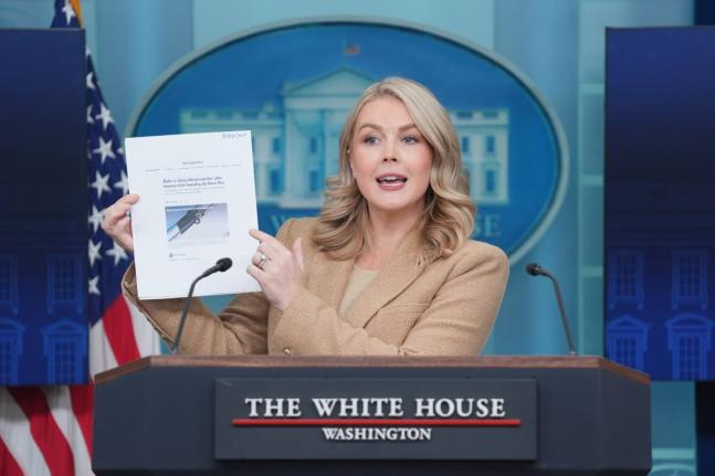 White House press secretary Karoline Leavitt speaks during a press briefing at the White House in the United States on December 1, 2025. 