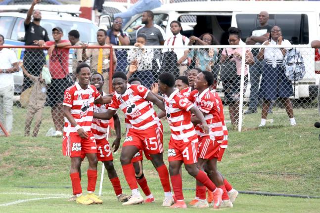 Glenmuir High School players in a celebratory mood.
