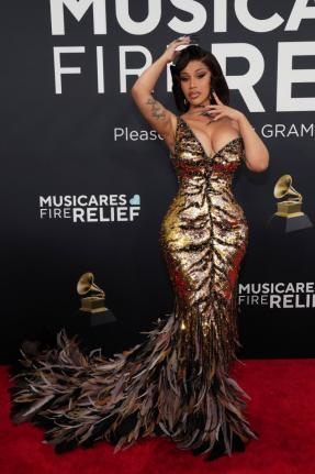 Cardi B arrives at the 67th annual Grammy Awards on Sunday, February 2, in Los Angeles. 