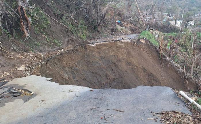 A breakaway along the Spring Mount road in St James that was caused by the passage of Hurricane Melissa.