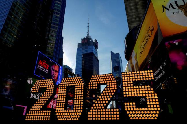 The 2025 New Year’s Eve numerals are displayed in Times Square in New York.