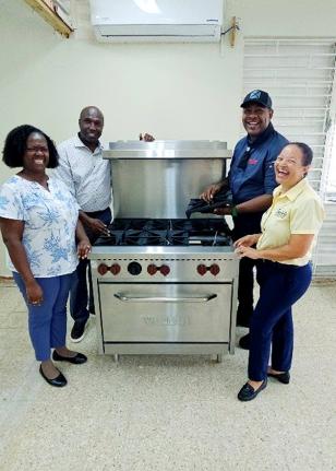 From left: Nadine Bell, dietitian at St Ann’s Bay Hospital; CEO Dennis Morgan; Rodroy Thomas, executive chef; and Lyndsay Isaacs, regional public relations manager at Sandals Ochi, during the handover of a restaurant range stove donated by the Sandals Fo