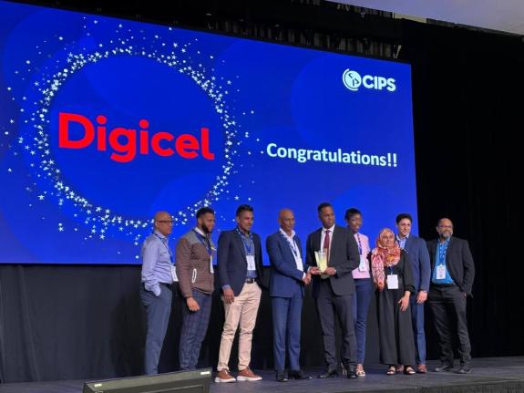 Digicel staff members at CIPS awards ceremony. 