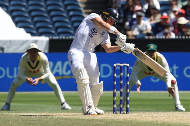England’s Jacob Bethell bats against Australia on day two of their Ashes Test match in Melbourne on Saturday.