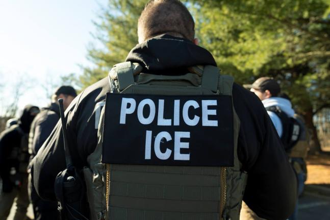 US Immigration and Customs Enforcement Baltimore Field Officer director Matt Elliston listens during a briefing, Monday, January 27, 2025, in Silver Spring, Md. (AP Photo/Alex Brandon)