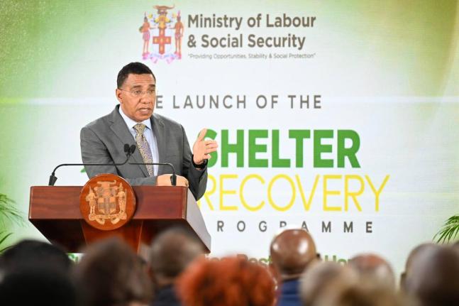Prime Minister, Dr Andrew Holness, delivering the keynote address during the launch of the Shelter Recovery Programme (SRP), held on Thursday, January 15 at the Office of the Prime Minister. The SRP is a multifaceted national response designed to support i