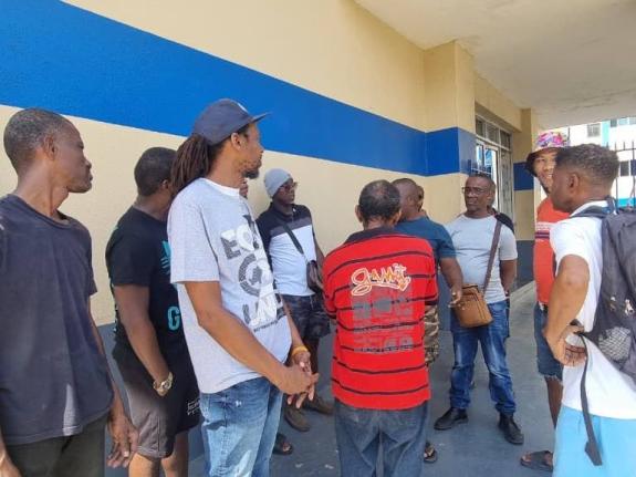 Former production workers at The Gleaner protesting at the company over redundancy money on January 26,2026.