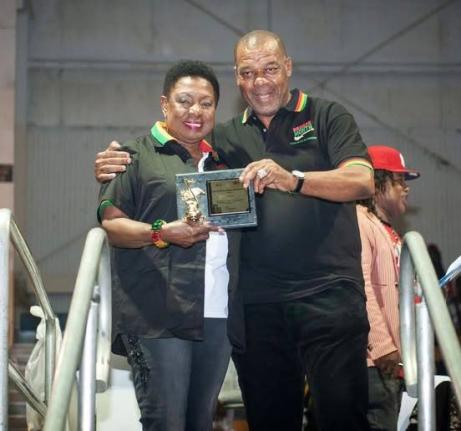 Culture and Entertainment Minister Olivia Grange pictured with Anthony 'Supa Dee' Wilson, the veteran music producer, promoter and sound system operator remembered for his role in Jamaica’s sound clash era.