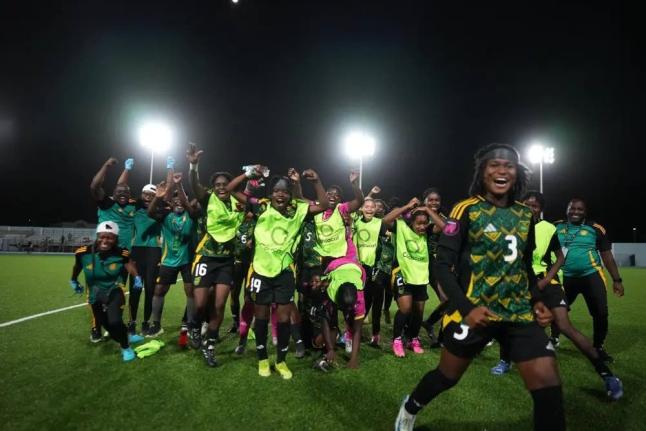 Jamaica’s Reggae Girlz celebrate automatic qualification to the Concacaf Women’s U17 Championship after a 1-0 win over Honduras at the Stadion Guillermo Prospero Trinidad in Aruba on Monday.