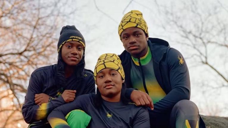 From left: Alpine skiing triplets Henniyah, Helaina, and Henri Rivers.