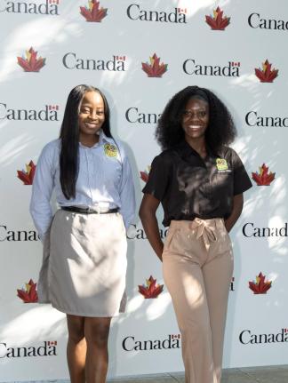 Africka Stephens (left), executive founder of Fi We Children Foundation, with project assistant and law student Moniek Robinson at the launch of their foundation’s anti-violence school project.