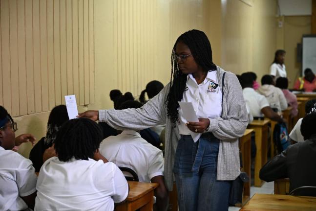 The road code test being administered to students at the Titchfield High School in Portland by the Island Traffic Authority on February 6.