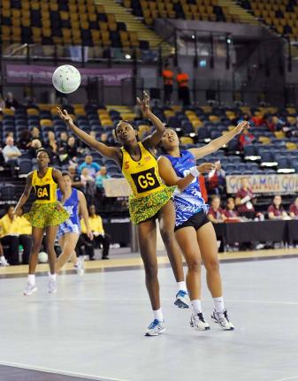 Simone Gordon (GS) in action for Jamaica against Samoa.