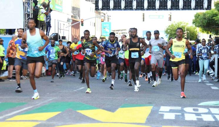 A section of the almost 15,000 competitors in last Sunday’s Sagicor Sigma Run/Walk  in New Kingston. 