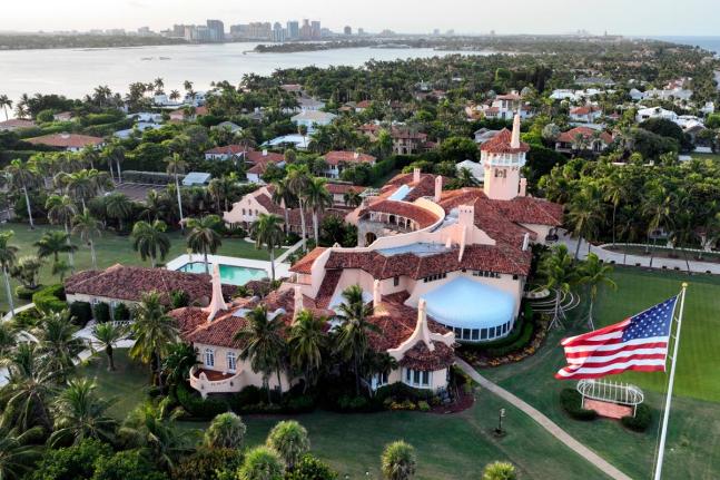This is an aerial view of President Donald Trump's Mar-a-Lago estate, August 10, 2022, in Palm Beach, Fla. (AP Photo/Steve Helber, File)
