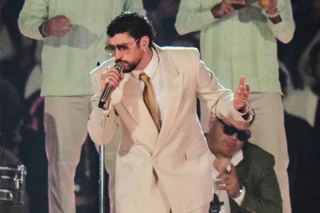 Bad Bunny performs during his Debí Tirar Más Fotos tour in Mexico City in December 2025.