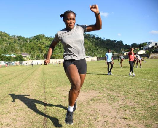 Sprinter Alexxe Henry in training at Edwin Allen High School.