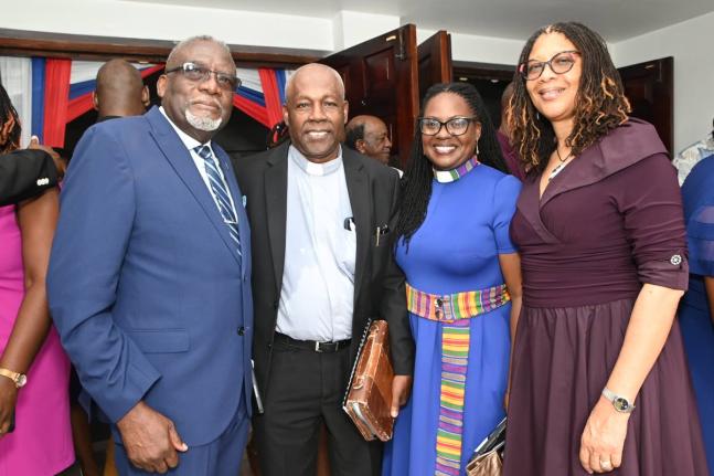 From left: Bishop Conrad Pitkin, custos rotulorum for St James; Reverend Davewin Thomas, president of the Jamaica Baptist Union; guest preacher, The Reverend Judith Johnson-Grant and The Reverend Merlyn Hyde Riley, General Secretary of the Jamaica Baptist 