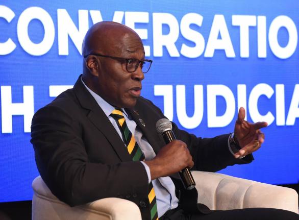 Chief Justice Bryan Sykes speaking at a meeting with journalists dubbed ‘A Conversation with the Judiciary’ held in St Andrew on February 26.