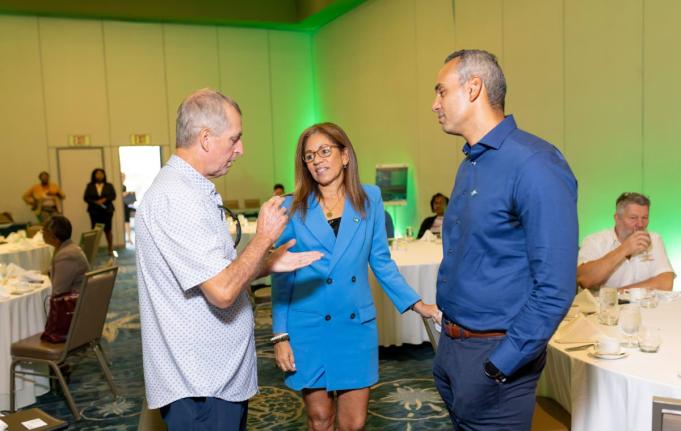 From left: Simon Browne, director, YS Falls; Martine Fontaine, senior executive director, Fraser, Fontaine & Kong (FFK); and Gerard Fontaine, president, FFK, during the FFK Parametric Insurance Seminar in Kingston.