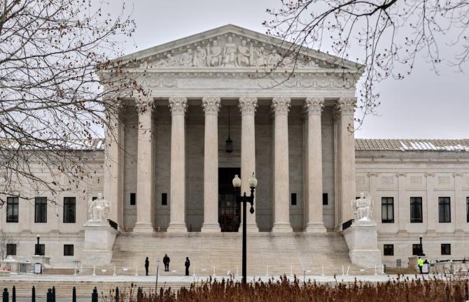 The Supreme Court is photographed, February 6, 2026, in Washington. (AP Photo/Rahmat Gul, File)