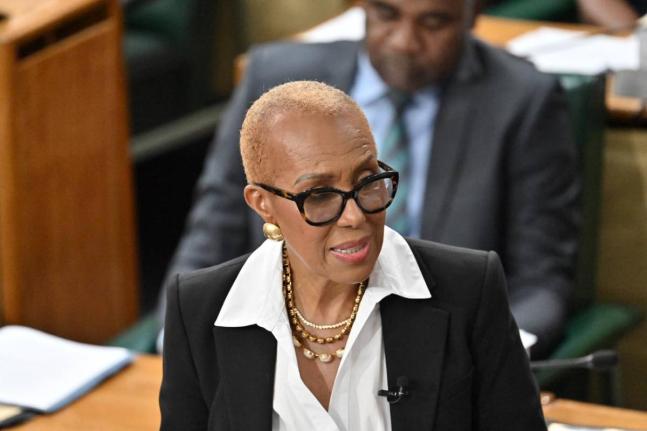 Minister of Finance Fayval Williams opening the Budget Debate in Parliament on March 10, 2026.