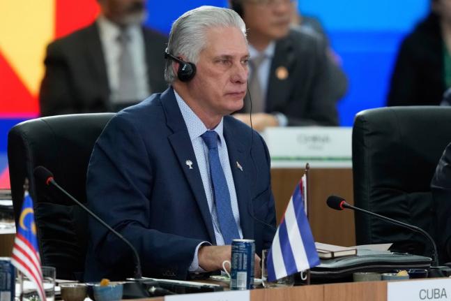 Cuba's President Miguel Diaz-Canel attends the 17th annual BRICS summit in Rio de Janeiro on July 6, 2025. (AP Photo/Eraldo Peres, File)