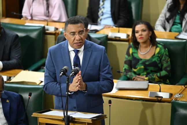 Prime Minister, Dr Andrew Holness, emphasises a point while making his contribution to the 2026/27 Budget Debate in the House of Representatives on March 19.

