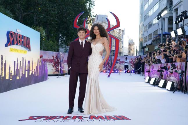 Tom Holland and Zendaya pose for photographers upon arrival at the ‘Spider-Man: Brand New Day’ premiere in London, England, Wednesday, July 29. 