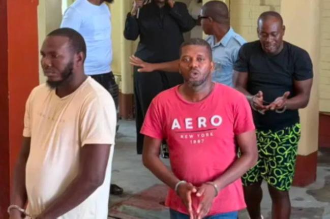 The three men charged with 73 counts of murder as a result of the MV Barima tragedy. The vessel sank on July 18, roughly 7 miles off the coast of Guyana, resulting in the death of 72 people and more than 30 others missing and presumed dead. – CMC photo 
