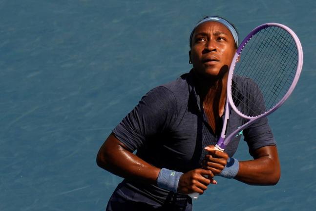 United States’ Coco Gauff eyes a return ball to compatriot Kayla Day during a National Bank Open tennis game in Toronto on Wednesday, August 5, 2026. 