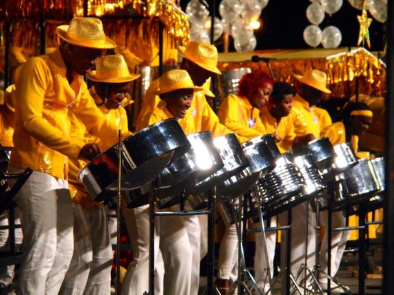 A steelband playing at the carnival in Trinidad and Tobago.