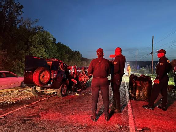 One person has died and another has been hospitalised following a two-vehicle crash along Braco Road in Trelawny on Monday evening. - Ashley Anguin photo
