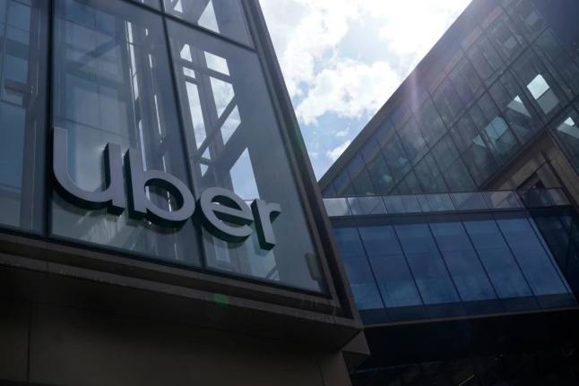 An Uber logo displayed at the company’s headquarters in San Francisco, California, USA, on September 12, 2022.